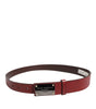 Dolce & Gabbana Maroon Classic Leather Metal Logo Buckle Belt