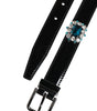 Dolce &amp; Gabbana Black Embellished Metal Logo Buckle Belt
