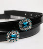 Dolce &amp; Gabbana Black Embellished Metal Logo Buckle Belt