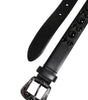 Dolce &amp; Gabbana Black Studded Leather Metal Logo Buckle Belt
