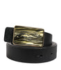 Dolce &amp; Gabbana Black Leather Classic Metal Logo Buckle Belt