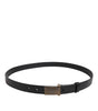 Dolce &amp; Gabbana Black Classic Leather Gold Metal Buckle Belt