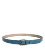 Dolce &amp; Gabbana Blue Leather Classic Gold Metal Buckle Belt