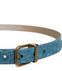 Dolce &amp; Gabbana Blue Leather Classic Gold Metal Buckle Belt
