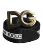 Dolce &amp; Gabbana Black Cotton Metal DG Logo Gold Buckle Belt