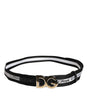 Dolce &amp; Gabbana Black Cotton Metal DG Logo Gold Buckle Belt