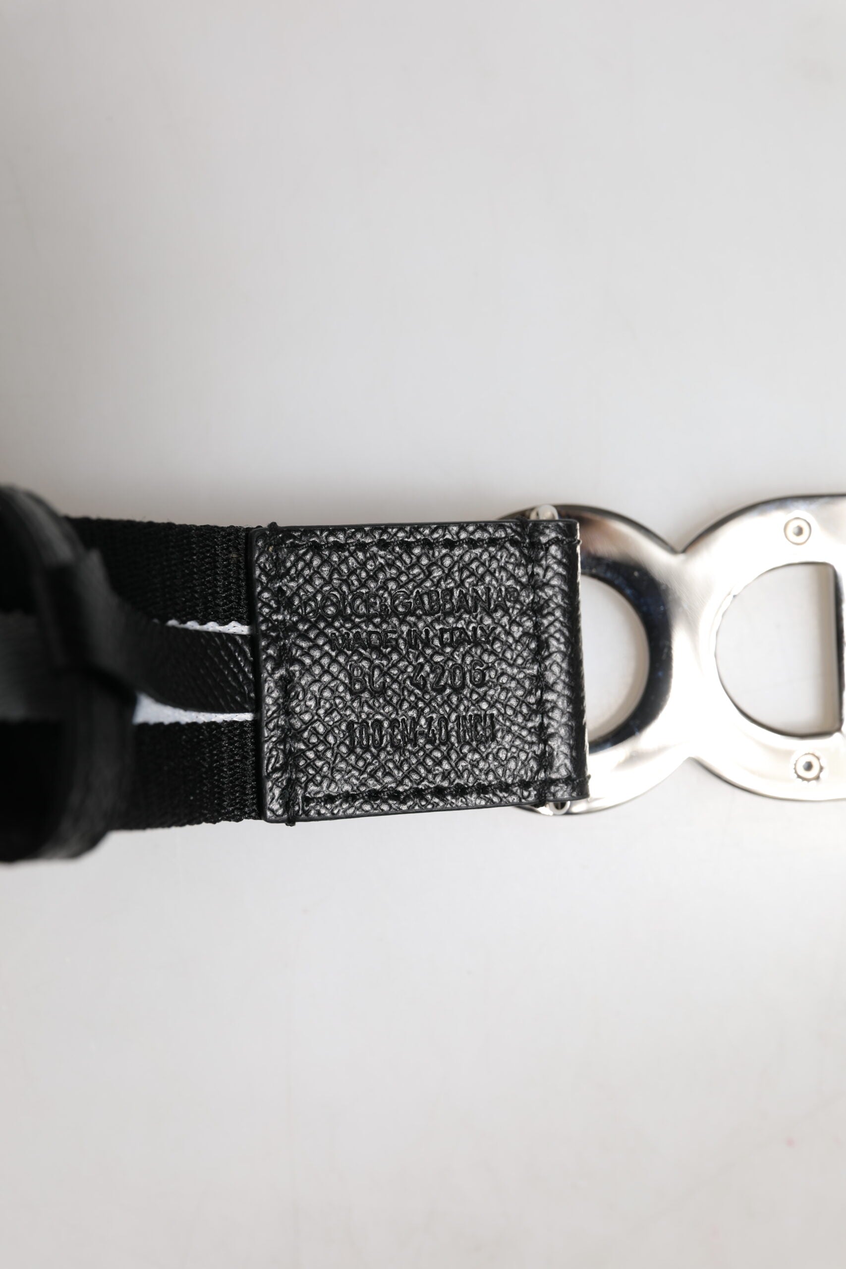 Dolce &amp; Gabbana Black Cotton Metal DG Logo Gold Buckle Belt