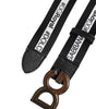 Dolce &amp; Gabbana Black Cotton Metal DG Logo Gold Buckle Belt