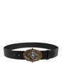 Dolce &amp; Gabbana Black Classic Leather Bee Metal Buckle Belt