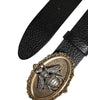 Dolce &amp; Gabbana Black Classic Leather Bee Metal Buckle Belt