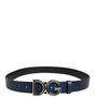 Dolce &amp; Gabbana Blue Classic Silver Metal DG Logo Buckle Belt