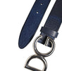 Dolce &amp; Gabbana Blue Classic Silver Metal DG Logo Buckle Belt