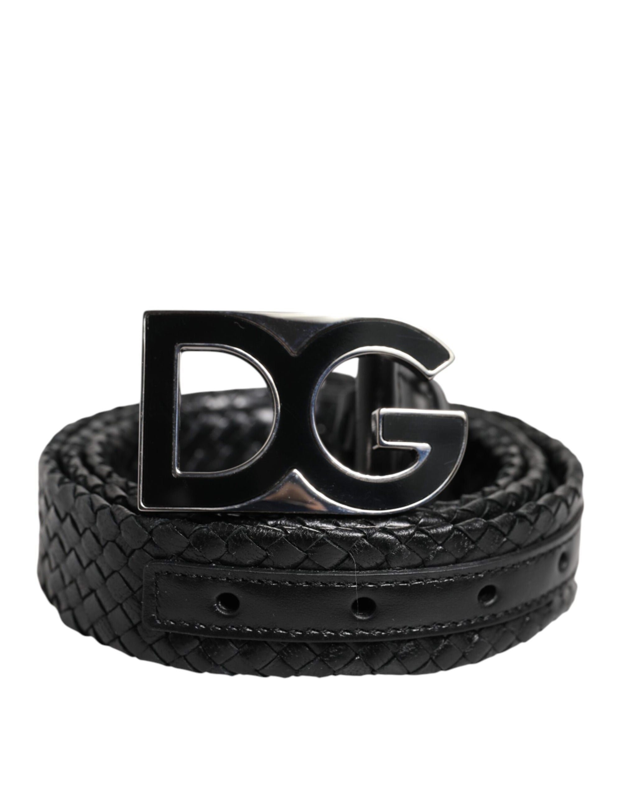Dolce &amp; Gabbana Black Classic Leather DG Logo Buckle Belt