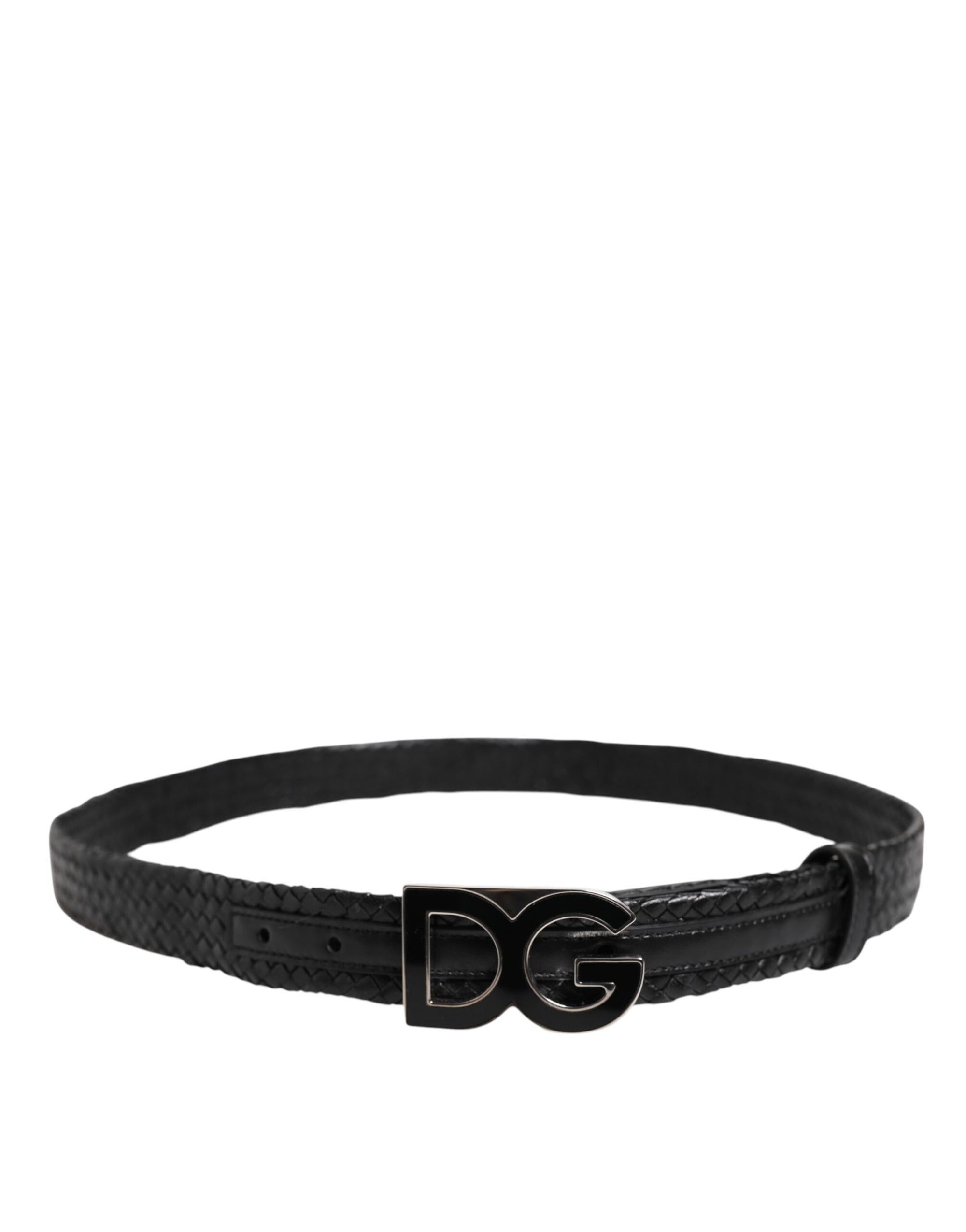 Dolce &amp; Gabbana Black Classic Leather DG Logo Buckle Belt