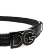 Dolce &amp; Gabbana Black Classic Leather DG Logo Buckle Belt