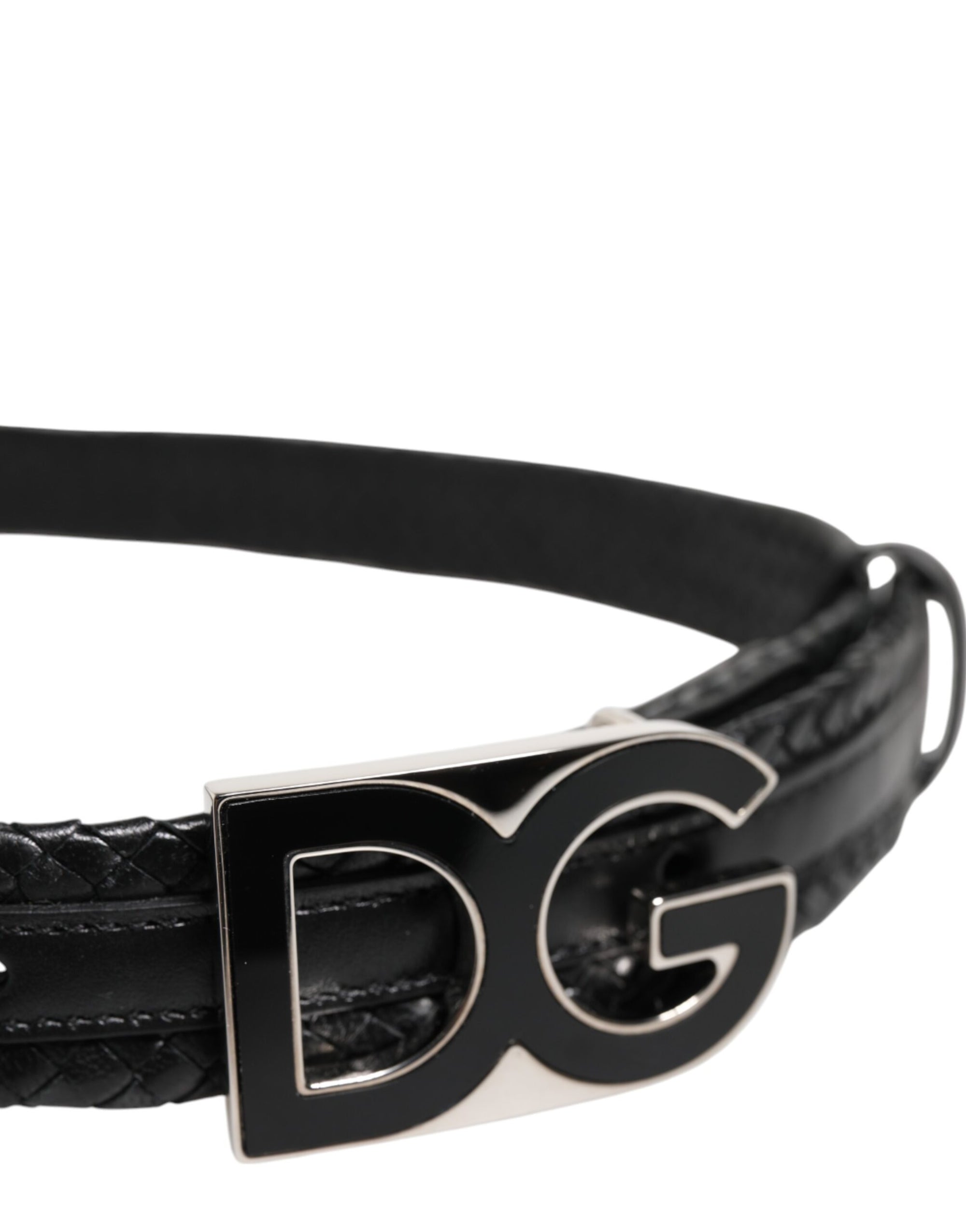 Dolce &amp; Gabbana Black Classic Leather DG Logo Buckle Belt