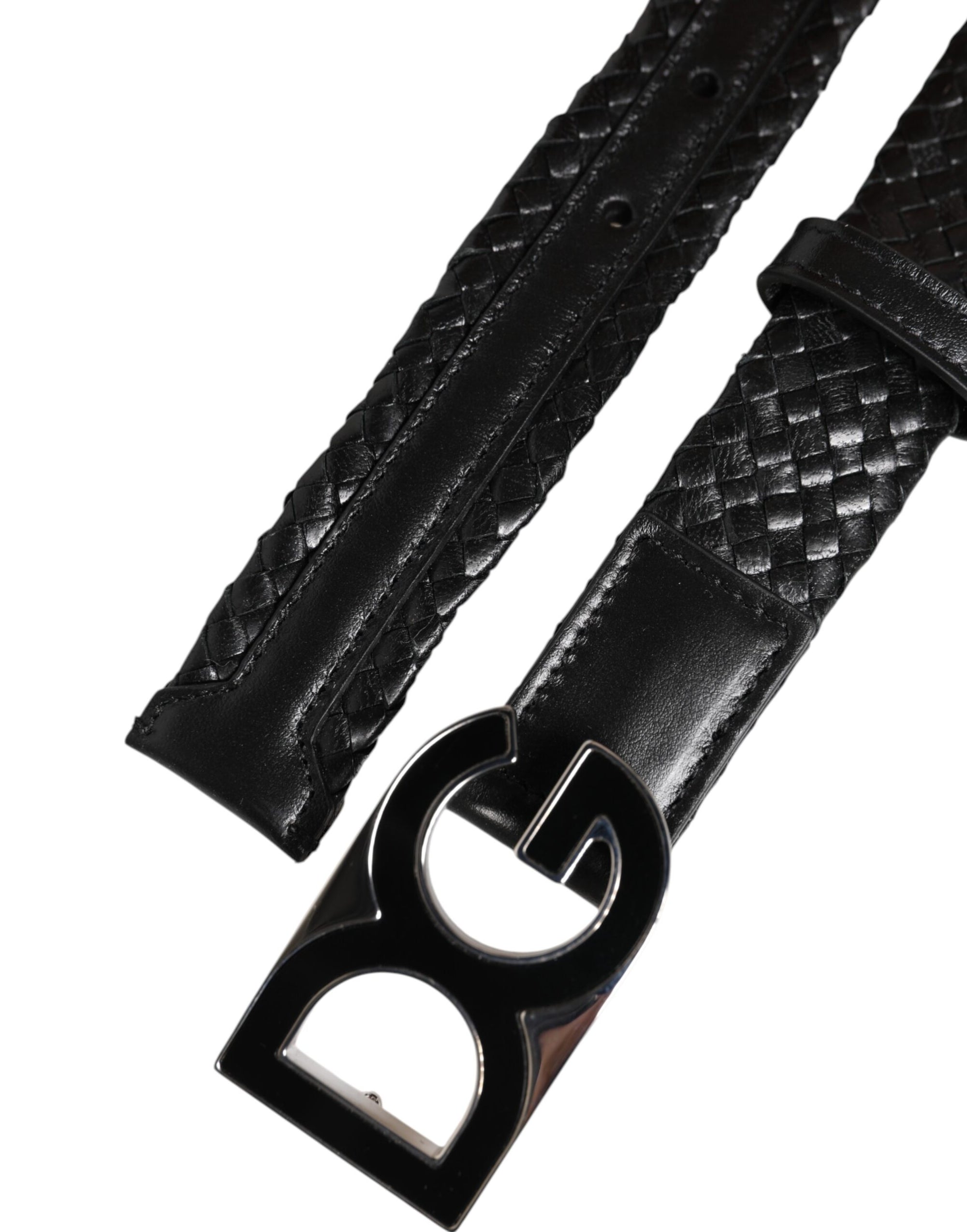 Dolce &amp; Gabbana Black Classic Leather DG Logo Buckle Belt