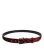 Ceinture Dolce &amp; Gabbana à boucle en métal argenté et motif léopard noir et rouge