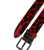Ceinture Dolce &amp; Gabbana à boucle en métal argenté et motif léopard noir et rouge