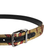 Dolce &amp; Gabbana Gold Floral Jacquard Silver Metal Buckle Belt