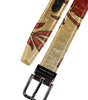 Dolce &amp; Gabbana Gold Floral Jacquard Silver Metal Buckle Belt