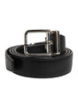 Dolce & Gabbana Black Classic Leather Silver Tone Buckle Belt