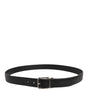 Dolce & Gabbana Black Classic Leather Silver Tone Buckle Belt