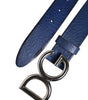 Dolce & Gabbana Blue Classic Silver Metal DG Logo Buckle Belt