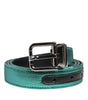 Dolce & Gabbana Green Black Polyester Metal Buckle Belt