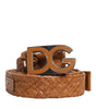 Dolce & Gabbana Brown Braided Metal DG Logo Buckle Belt