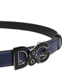 Dolce & Gabbana Blue Leather Classic Metal DG Logo Buckle Belt
