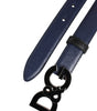 Dolce & Gabbana Blue Leather Classic Metal DG Logo Buckle Belt