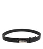 Dolce & Gabbana Black Leather Classic Metal Logo Buckle Belt