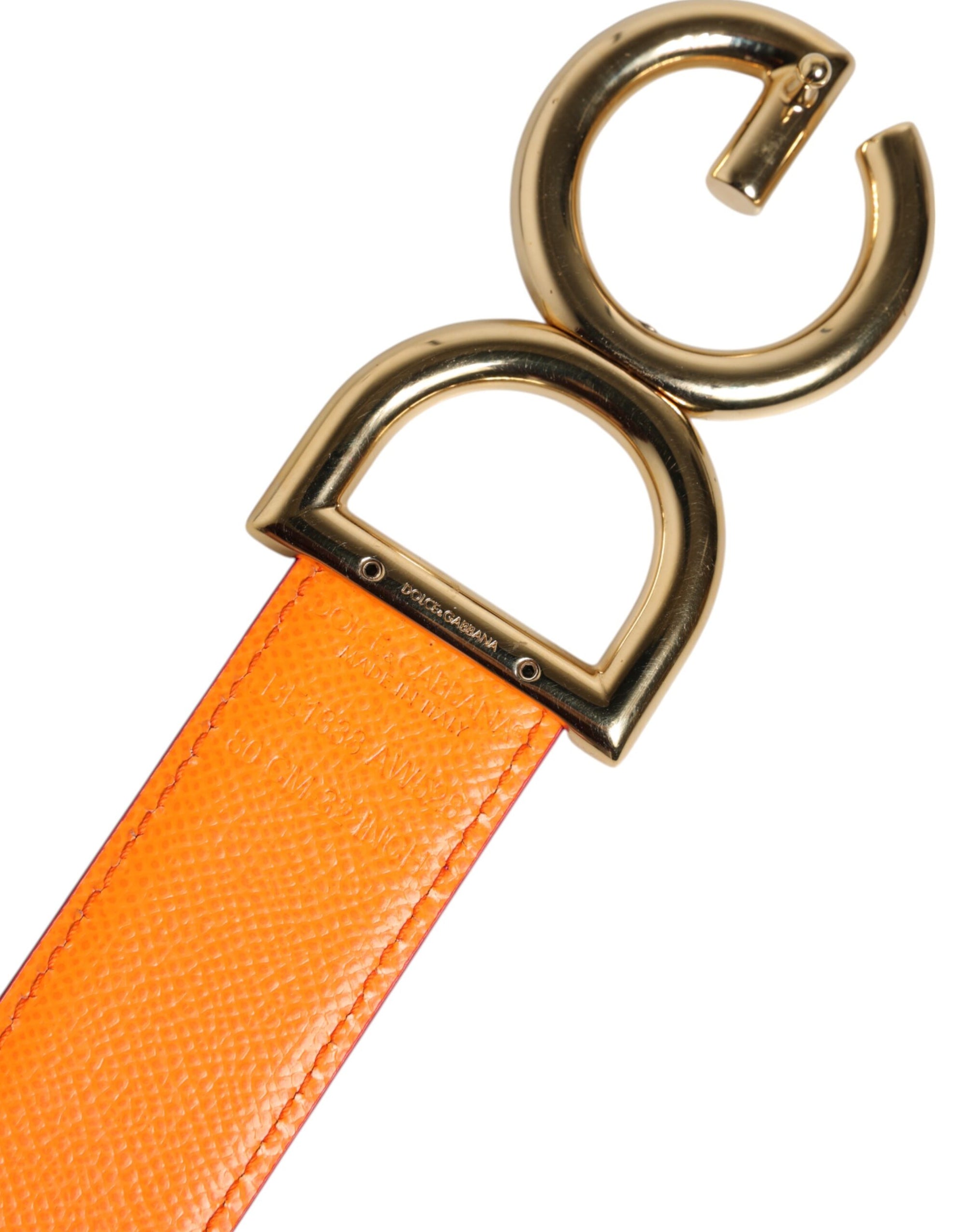 Ceinture réversible en cuir de veau rose orange Dolce &amp; Gabbana