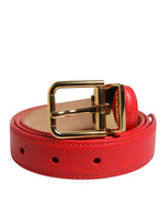 Ceinture Dolce &amp; Gabbana en cuir rouge avec boucle en métal doré