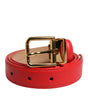 Ceinture Dolce &amp; Gabbana en cuir rouge avec boucle en métal doré
