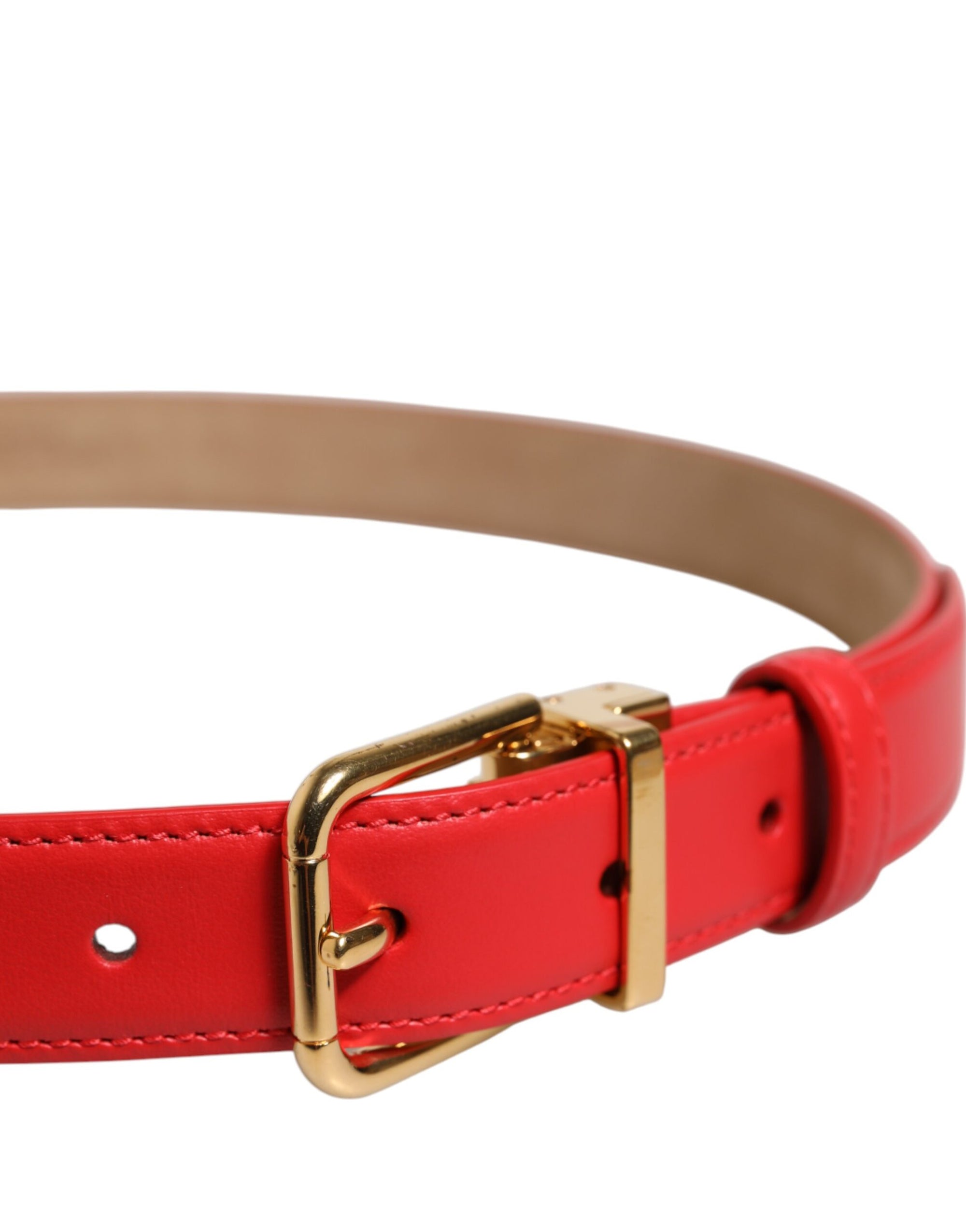 Ceinture Dolce &amp; Gabbana en cuir rouge avec boucle en métal doré