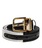 Dolce &amp; Gabbana Black White Patchwork Gold Metal Buckle Belt