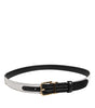 Dolce &amp; Gabbana Black White Patchwork Gold Metal Buckle Belt