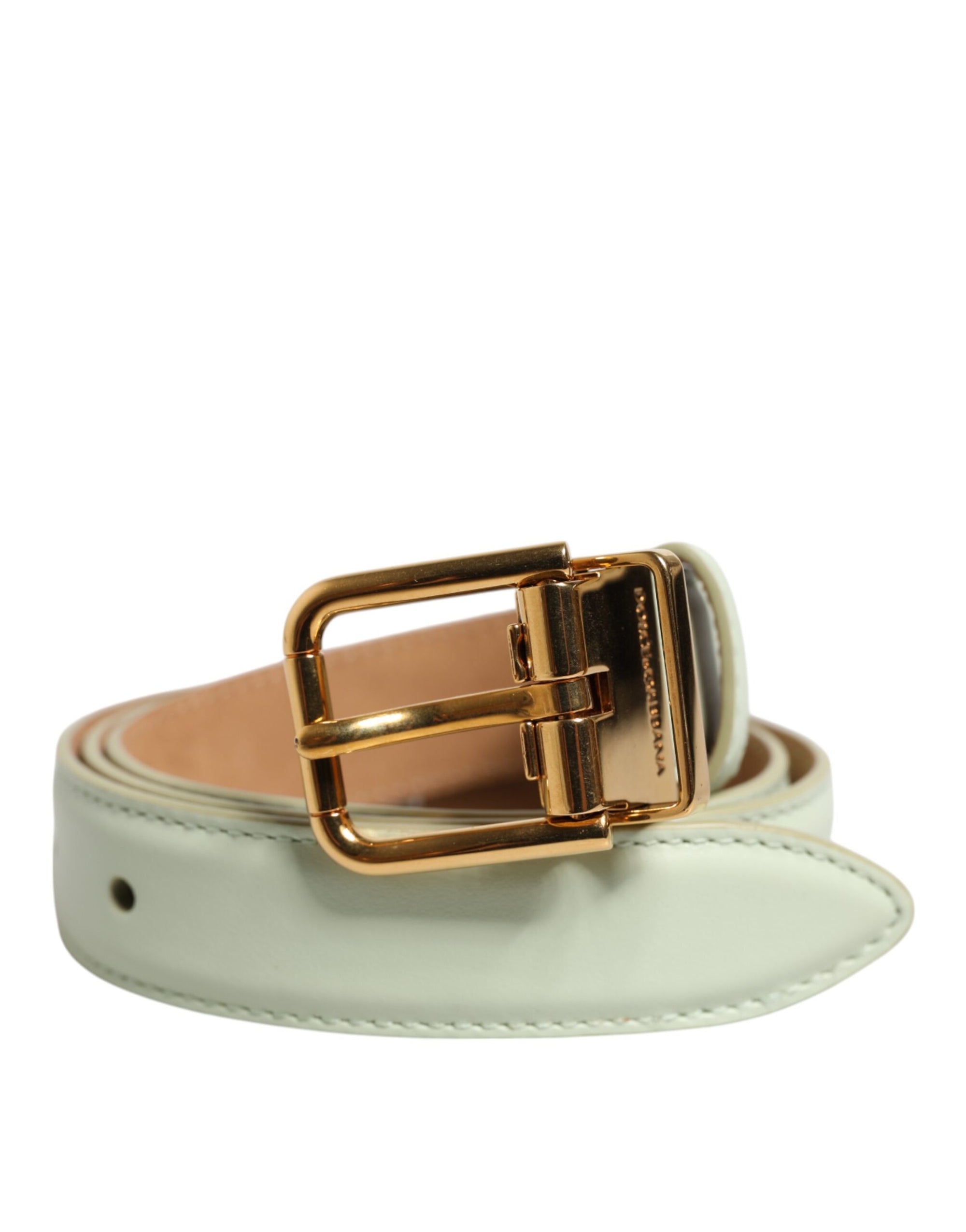 Ceinture Dolce &amp; Gabbana en cuir vert clair avec boucle en métal doré