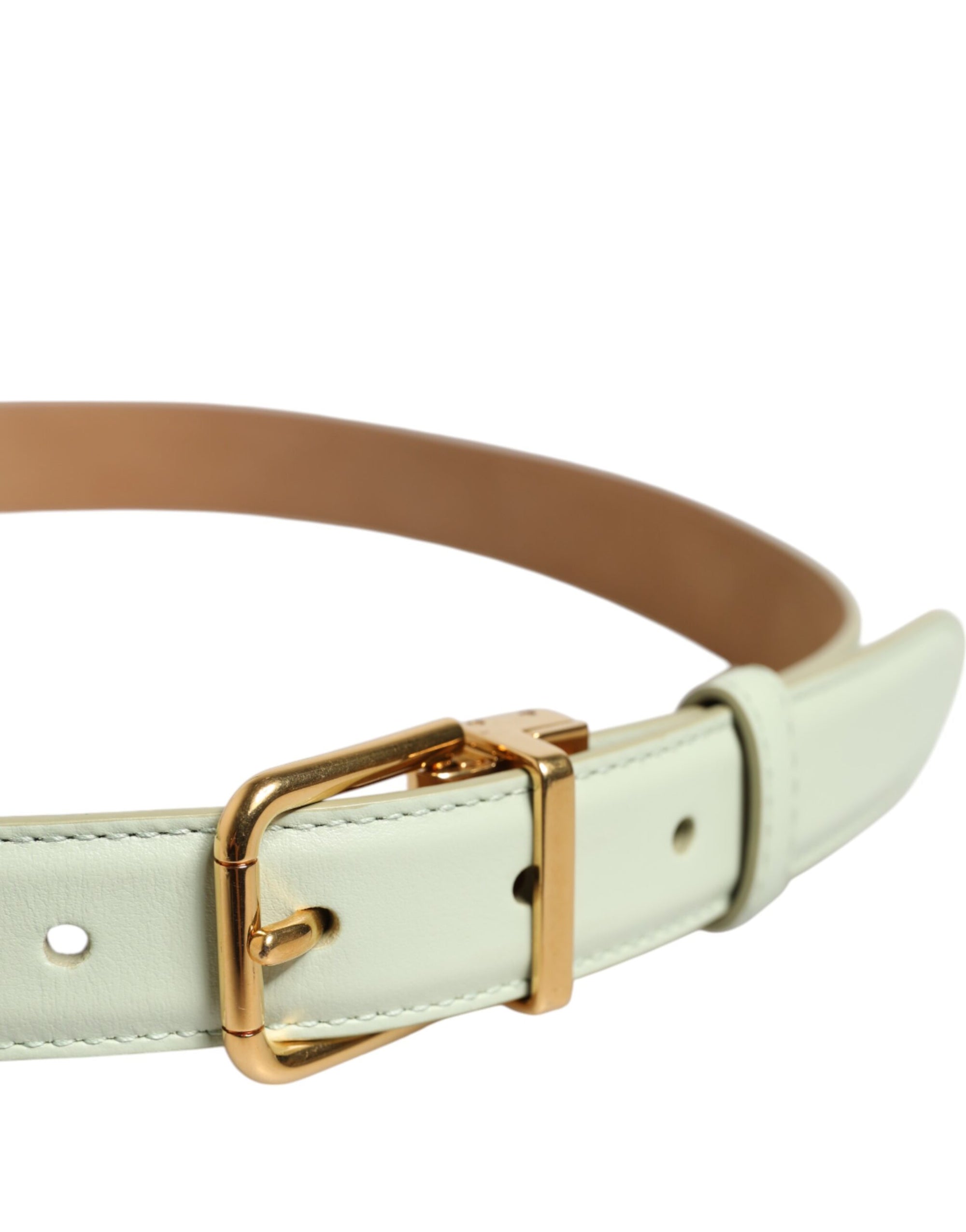 Ceinture Dolce &amp; Gabbana en cuir vert clair avec boucle en métal doré