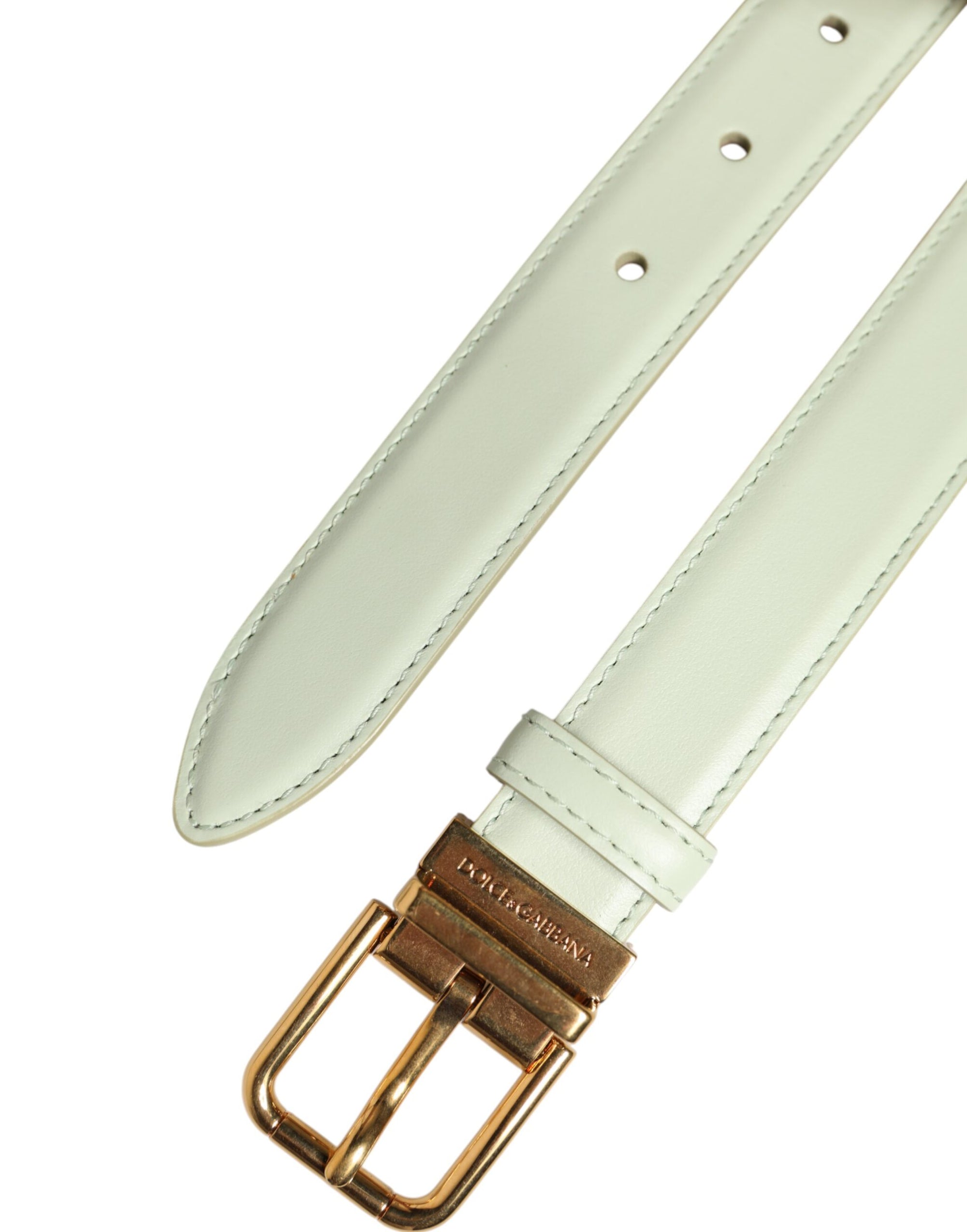 Ceinture Dolce &amp; Gabbana en cuir vert clair avec boucle en métal doré