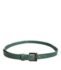 Ceinture Dolce &amp; Gabbana en cuir vert foncé avec boucle en métal argenté