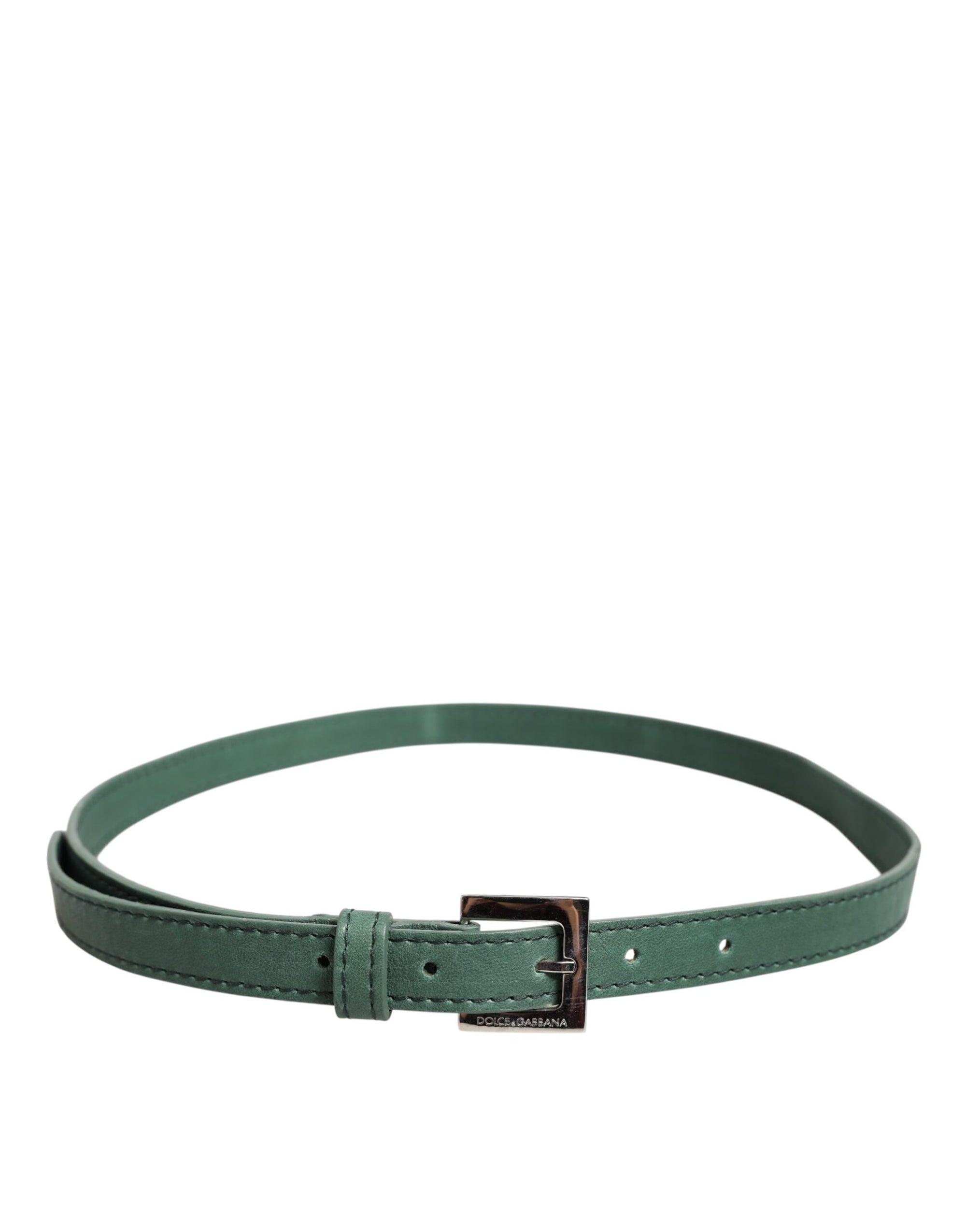 Ceinture Dolce &amp; Gabbana en cuir vert foncé avec boucle en métal argenté