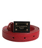 Ceinture en cuir rouge à boucle carrée en métal Dolce &amp; Gabbana