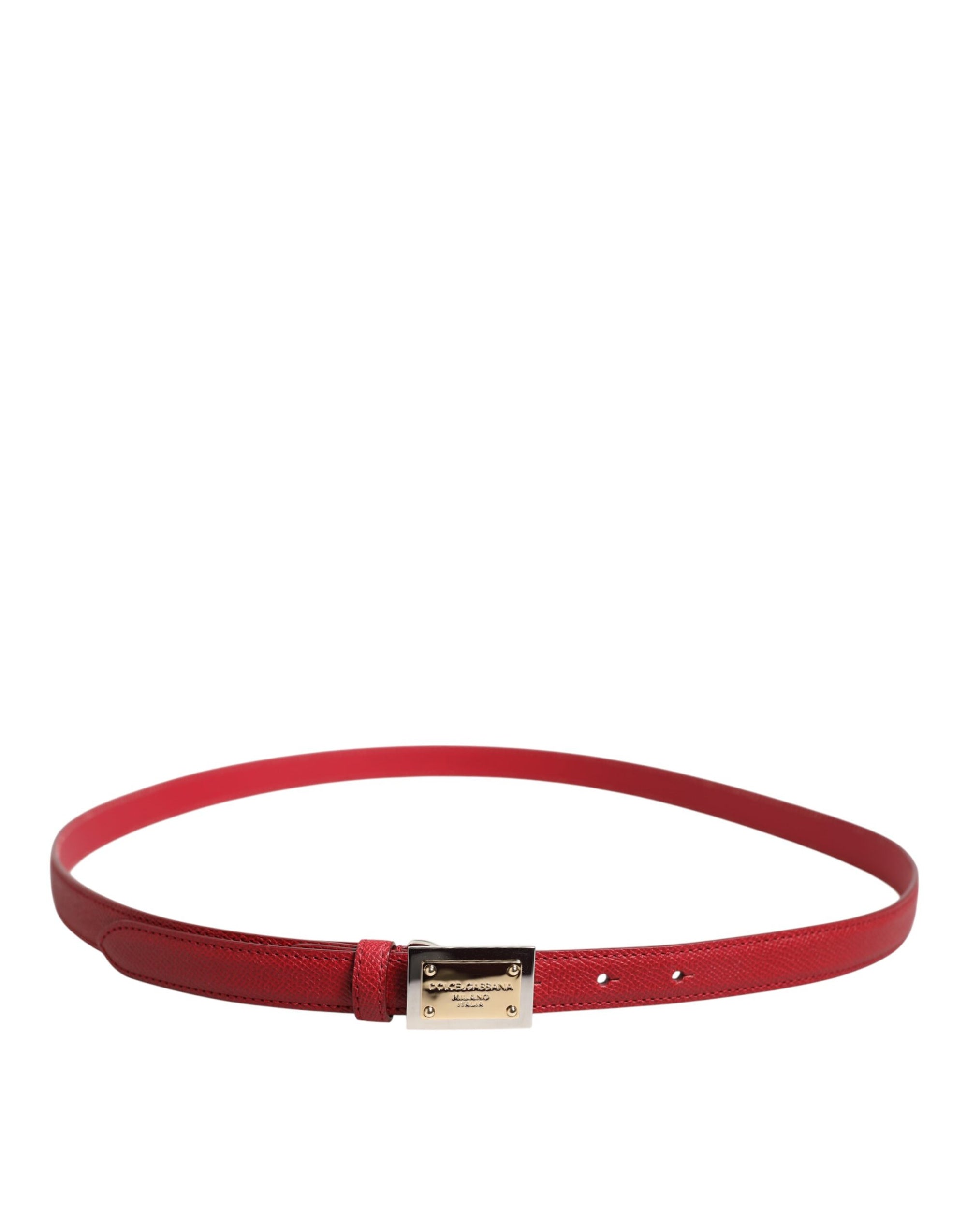 Ceinture en cuir rouge à boucle carrée en métal Dolce &amp; Gabbana