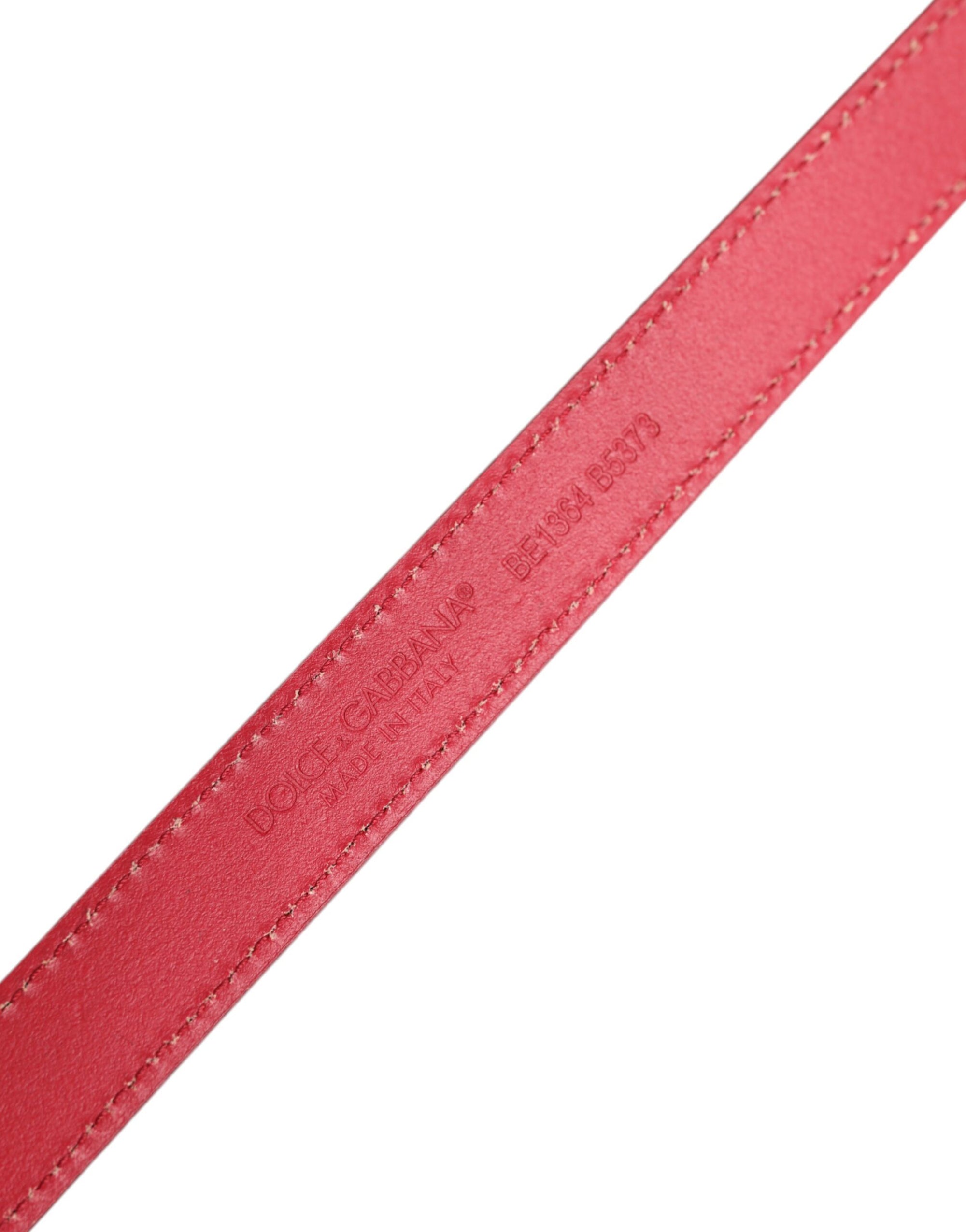 Ceinture en cuir rouge à boucle carrée en métal Dolce &amp; Gabbana