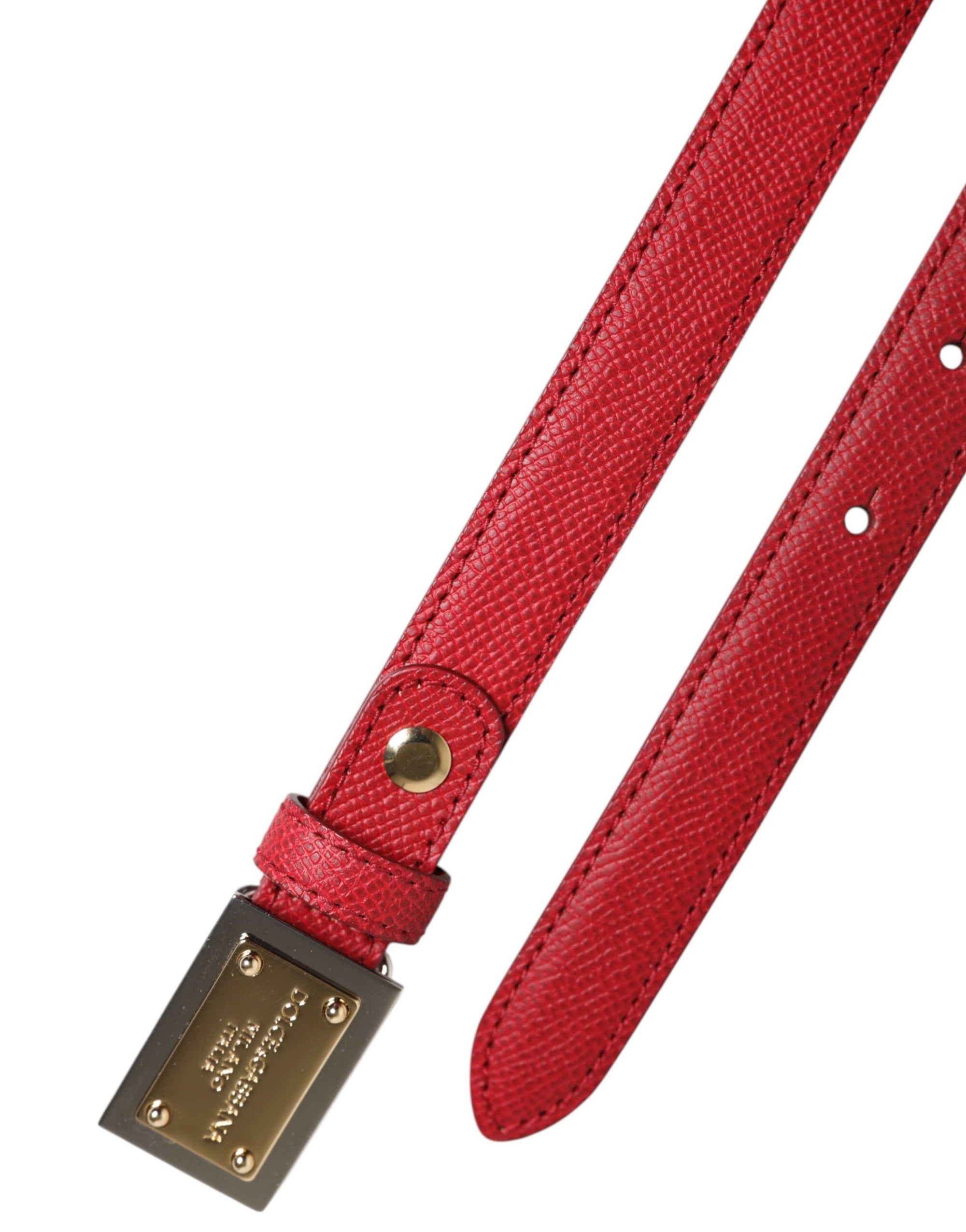 Ceinture en cuir rouge à boucle carrée en métal Dolce &amp; Gabbana