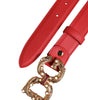 Ceinture Dolce &amp; Gabbana en cuir rouge avec boucle en métal doré DG Amore