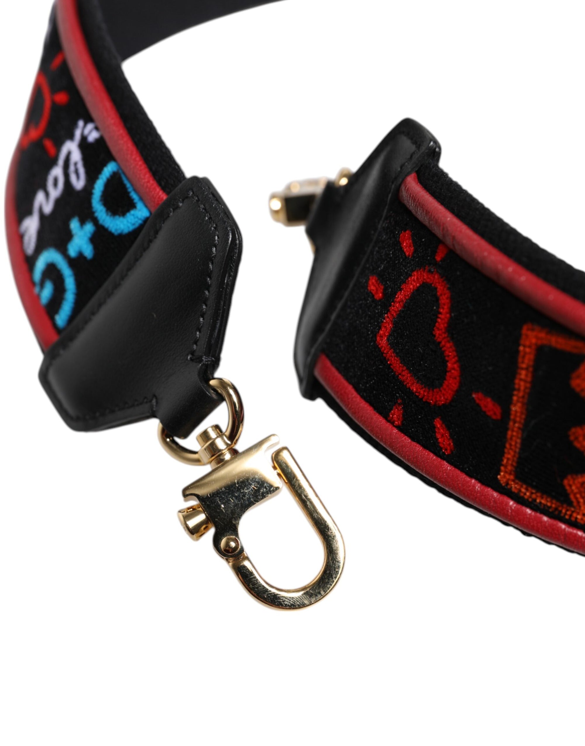 Bandoulière pour sac à main Dolce &amp; Gabbana en coton noir imprimé pour femme
